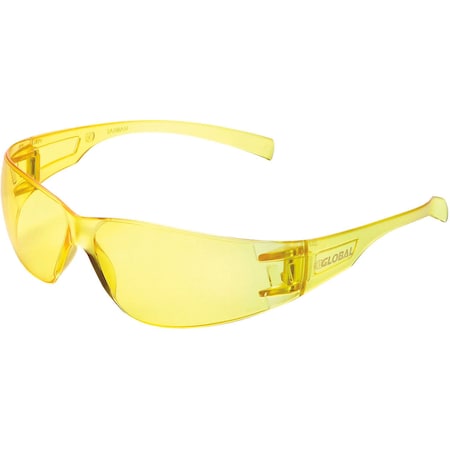 Global Industrial Crystal, Safety Glasses, Amber Frame, Frameless 708119AM
